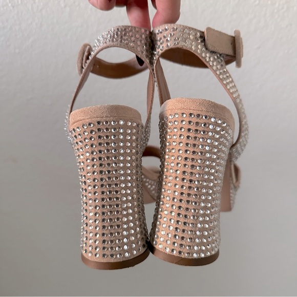 Anthropologie VICENZA Camurca Bege Diamond Gem Platform Sparkly High Heels Tan 7 - Picture 5 of 14